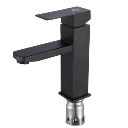 Sink mixer "RMS" SUS125BL-001F, pour 118 mm, stainless steel, black