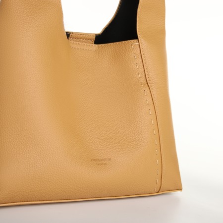 Bag Women's bag 2 in 1, on the button, cosmetic bag, mustard color-3