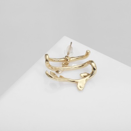 Earring "Kaff" Branch with leaves, color gold-2