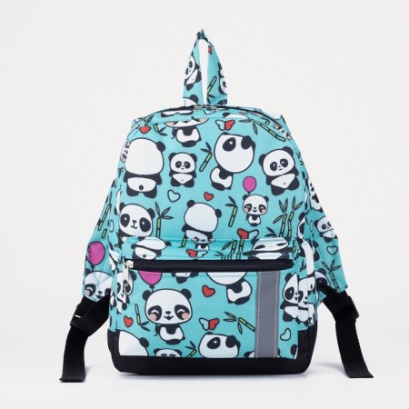 Baby backpack on a zipper, an external pocket, a reflective strip, the color of turquoise