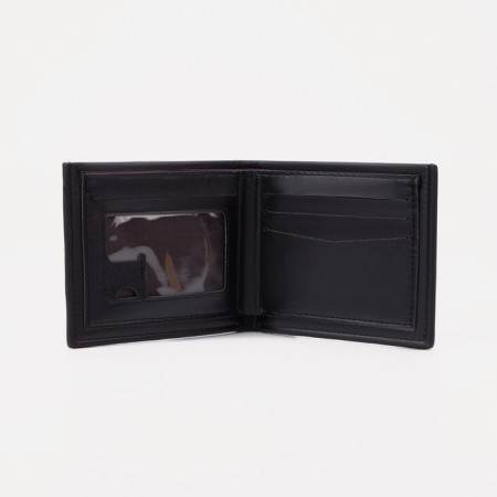 Male purse without fastener, department for bills, for maps, black color-2