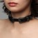 Choker "Temptation" strap, black color in black silver, 40 cm
