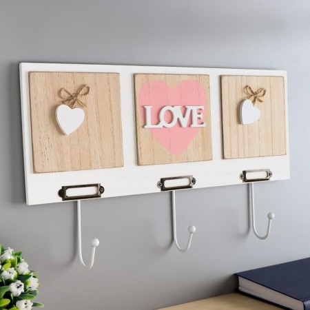 Decorative wood hooks "Heart with the inscription LOVE" 23x40x4.5 cm-1