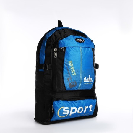 A backpack on a zipper with an increase, 55l, 5 external pockets, blue color-2