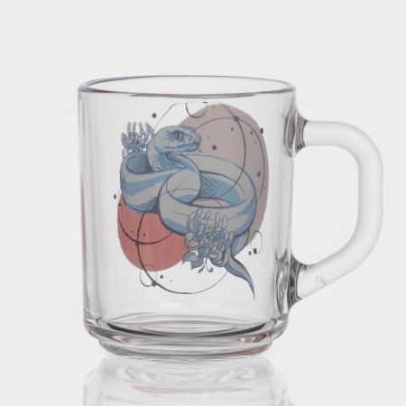 New Year's glass tea mug "Snakes", 200 ml, mix-2