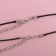 Kulons on the lace "Uenubles" steel, two hearts, black color in silver, 45 cm