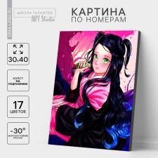 Picture on numbers on a canvas with a subframe of the green -eyed girl, 30 x 40 cm