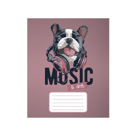 Notebook 12 sheets in the narrow line "Dog style", cover shaking cardboard, VD-LK, OFSET block, mix-3