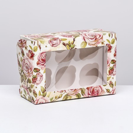 Packaging for 6 cupcakes with a window, "For You", 25 x 17 x 10 cm