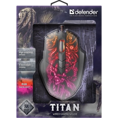 Mouse Defender Titan GM-650L, wired, game, optical, backlight, 7200DPI, black-12