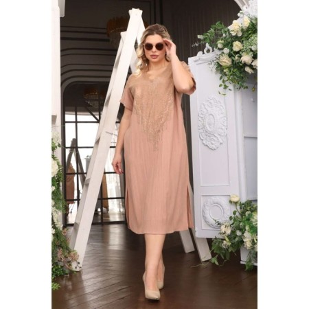 Female dress, size 62, beige color-6
