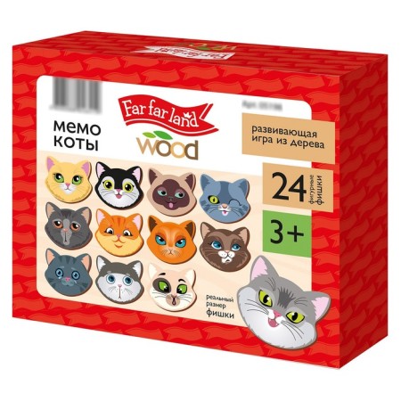 Game table memo "cats" Far form Land Wood (24 chips in a box)-1