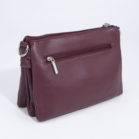 Cross-Bodi bag with zipper, burgundy color-1