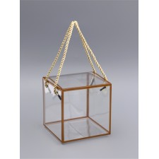 PET box with handles, gold, 12 x 12 x 12 cm