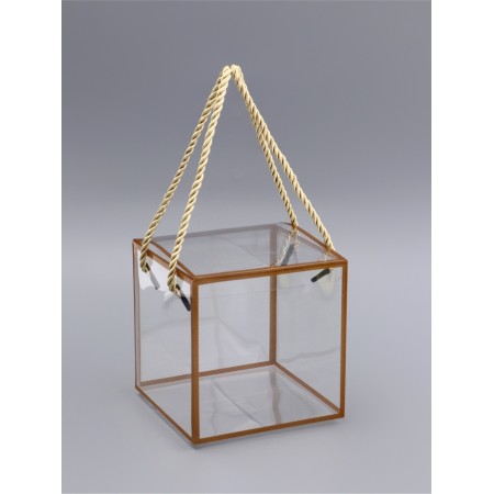 PET box with handles, gold, 12 x 12 x 12 cm