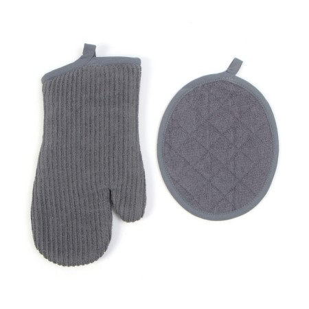 Set of kitchen Ethel, Gray color: mittens 33x17 cm, take 24x19 cm, cotton, mahra-3