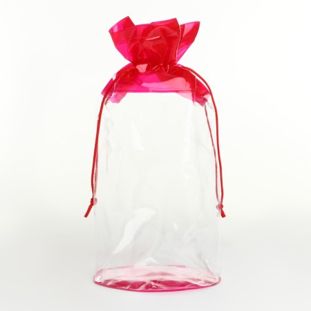 Cosmetic bag on the cord, the color is transparent/red-2
