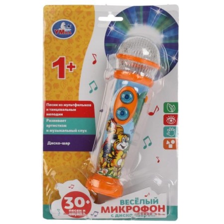 Musical toy "Funny microphone with a discoshar", 30 songs, melodies, sounds
