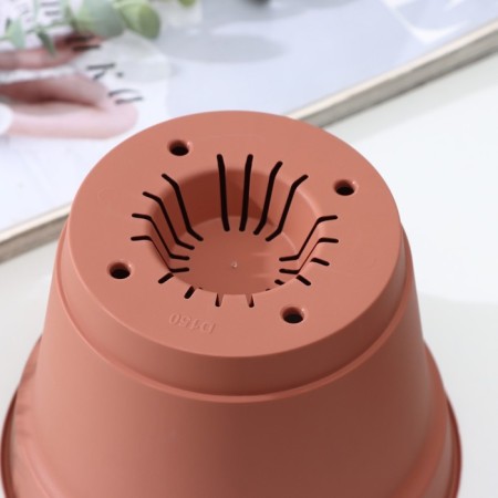 Pot for flowers with a pallet min, 1.2 l, d = 15 cm, h = 11.3 cm, terracotta color-4