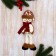 Soft suspension "Snowman in a suit with a pattern of geometry, long legs" 8x26 cm, red