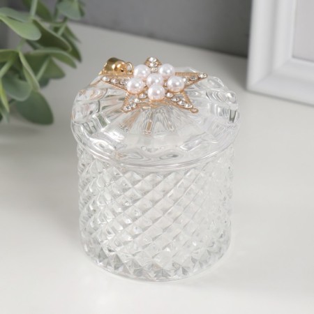 Casket glass "Pearl star" with a brush 6.6x6.5x7.8 cm-2