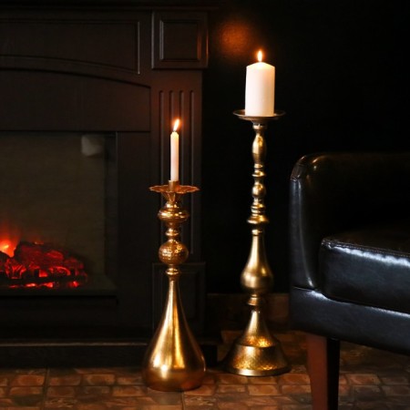 Summary Metal for 1 candle "Pellegrino" gold 15.5x15.5x51 cm-3