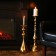Summary Metal for 1 candle "Pellegrino" gold 15.5x15.5x51 cm