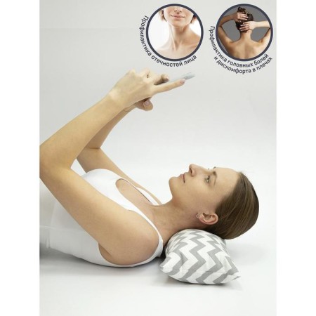 Pillow Orthopedic roller with buckwheat beam, size 20x50 cm, zigzag, color gray color-5