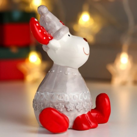 Souvenir ceramics "Losik, gray sweater and cap, red horns" 12x9.5x8 cm-2