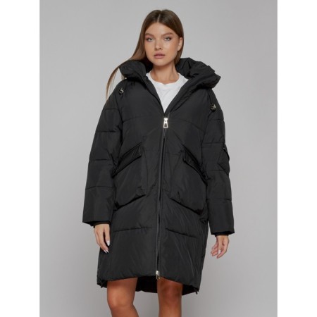 Coat insulated winter female, size 44, black color-7