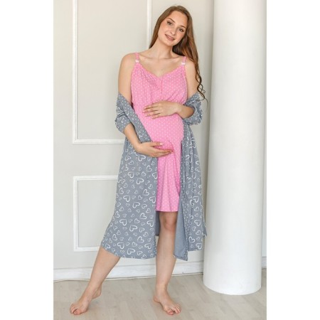 Female set (shirt/robe) for pregnant women, gray color, size 52-9