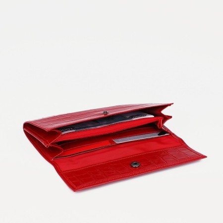 Women's wallet on the button, red color-2