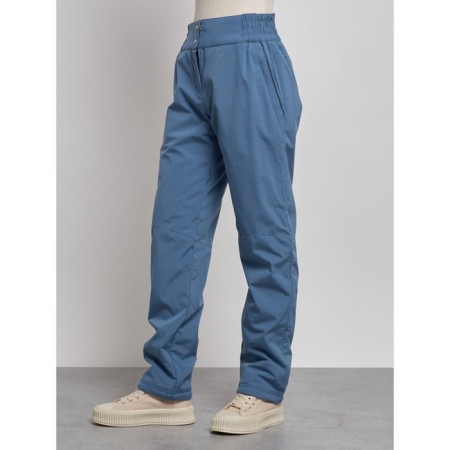 Warmed female trousers, size 48, blue color-1