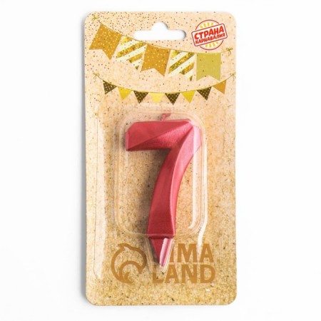 Candle in the Cake "Fine", number "7", red metallic, 6.5 cm-3