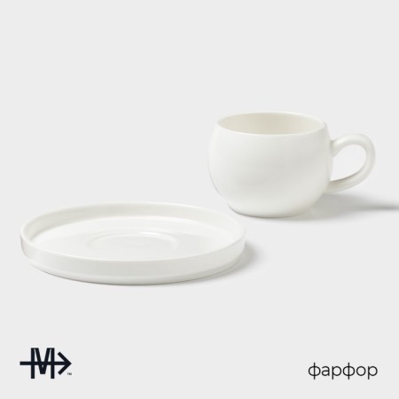 Tea couple Magistro OliveQueen, 220 ml, 15 × 15 cm, porcelain, white-1