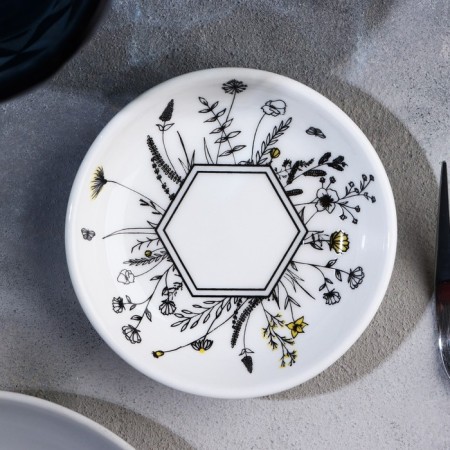 Ceramic “Flowers” ​​sauce, 8.8 cm, white color