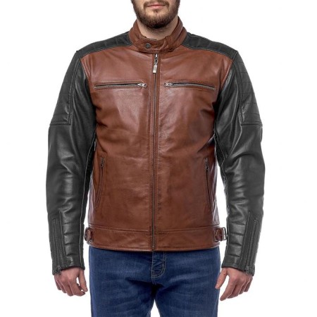 Bravo 7 jacket, leather, size m, brown, black