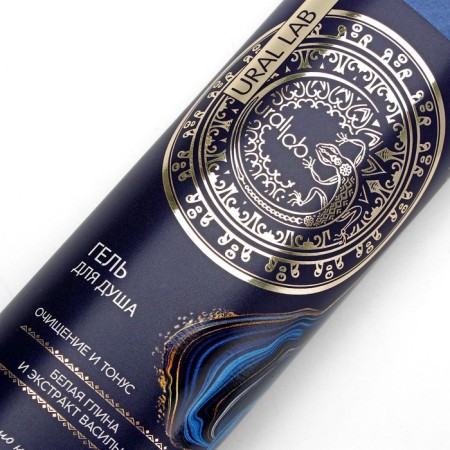 Shower gel with white clay and cornflower extract, purification and tone, 410 ml, Ural Lab-3