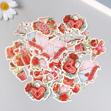 Stickers for creativity "Recognition of love" embossing silver set 48 pcs 9x7x0.8 cm-1