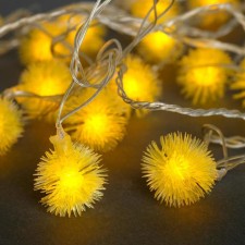 Garland “thread” 5 m with nozzles “Yezhiki Yellow”, IP20, transparent thread, 30 LED, yellow glow, 8 modes, 220 V