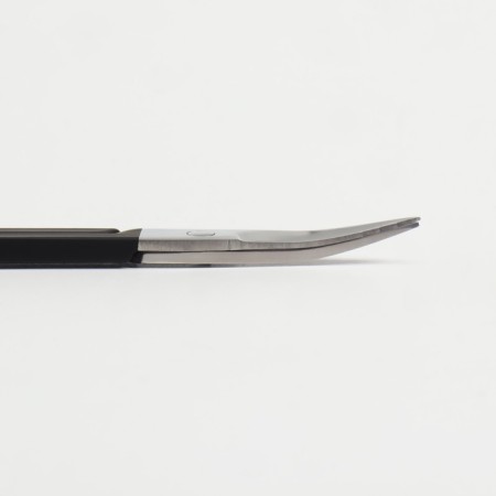 Scissors are manicure, narrow, bent, with rubberized handles, 9 cm, silver/black color-4