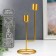 Summary metal for 2 candles "height" gold 23.5x9.5x9.5 cm