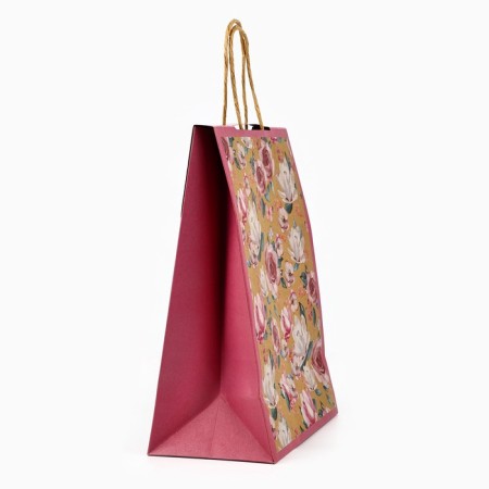 Package with the valve "Flowers", craft, glitter, 19.5 × 10 × 25.2 cm-2
