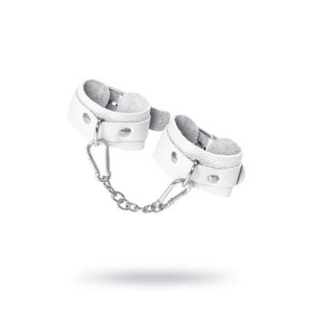 Pecado BDSM bracelets, mini with rounded corners, genuine leather, white-6