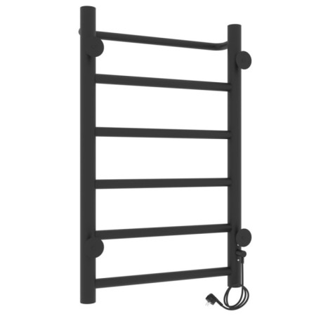 Two electric heated towel rail Laris Prime Chekch, 400x600 mm, 6 crossbars, left, black-1