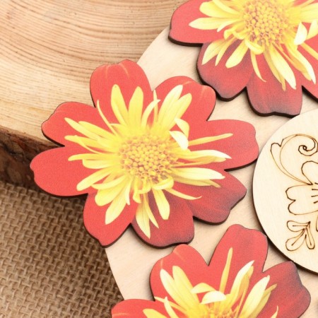 Hot “red-yellow flower” stand, 20x20 cm, wood mix-1