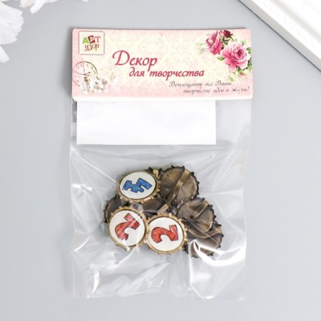 Brads for scrapbooking "numbers and signs" set 10 pcs 1.5 cm-2