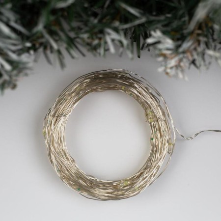 Garland "thread" 10 m Rosa, IP20, silver thread, 100 LED, white glow, white flicker, 12 V-1