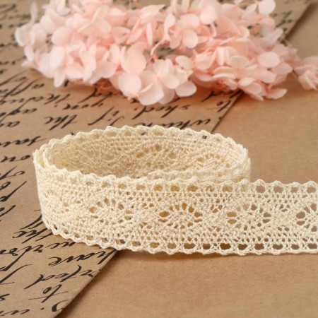 Knitted lace, 25 mm × 15 ± 1 m, beige color-3