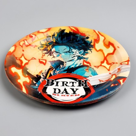Disposable paper plate "Happy Birthday", anime, 18 cm-2